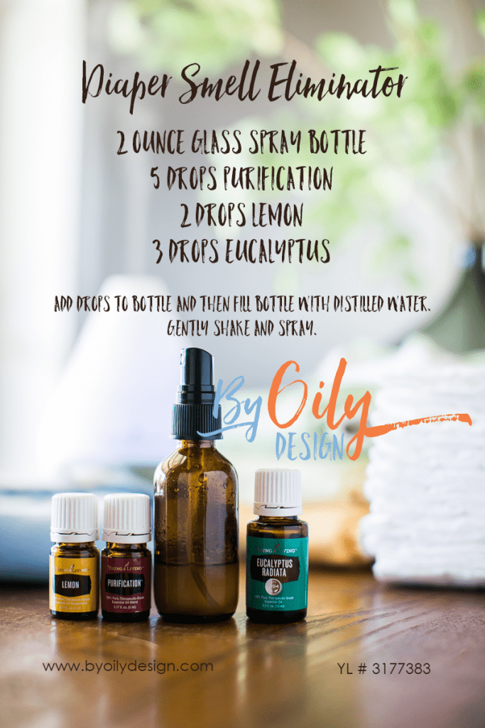 Neutralize the diaper smell with essential oils. Creating Essential oils air fresheners and sprays. Recipe uses Premium kit Oils by Young Living. byoilydesign.com