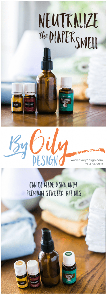 Neutralize the diaper smell with essential oils. Creating Essential oils air fresheners and sprays. Recipe uses Premium kit Oils by Young Living. byoilydesign.com