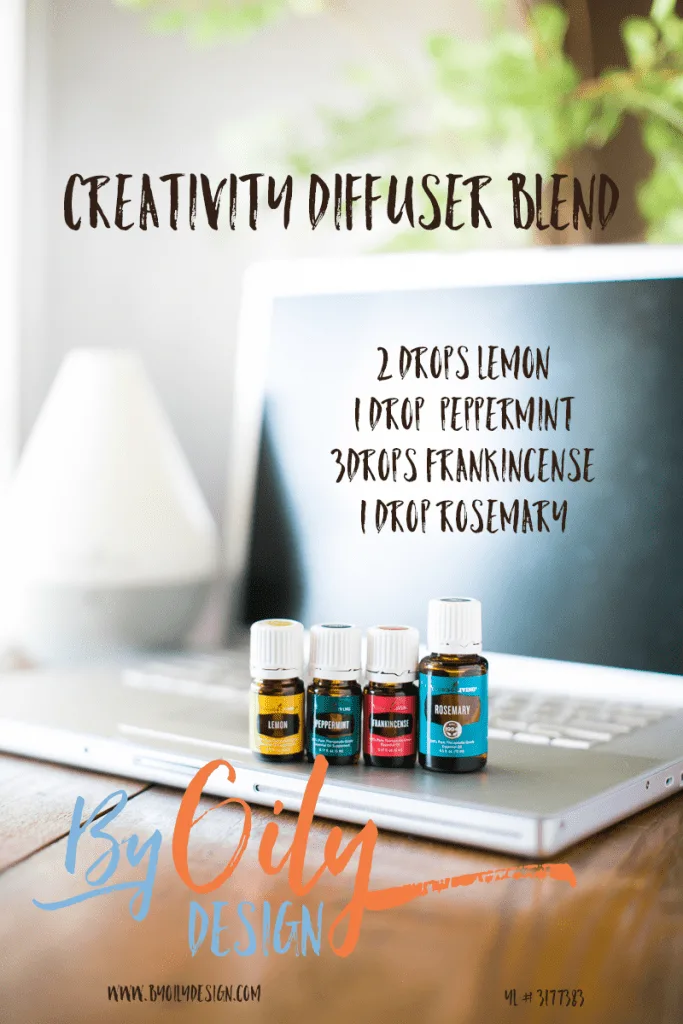 Using Essential Oils to spark creativity. Spark and Inspire Creativity with this diffusing blend using Peppermint, Lemon, Frankincense, rosemary. All Young living starter kit oils. byoilydesign.com YL member # 3177383