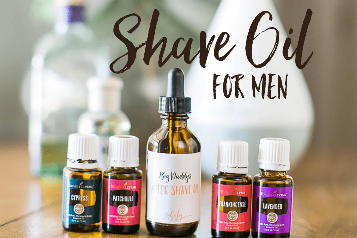 DIY All Natural Men's skin care. Recipe for a woodsy scented all natural shave oil for men's skin care. DIY Shave Oil made with Essential Oils. byoilydesign.com YL#3177383