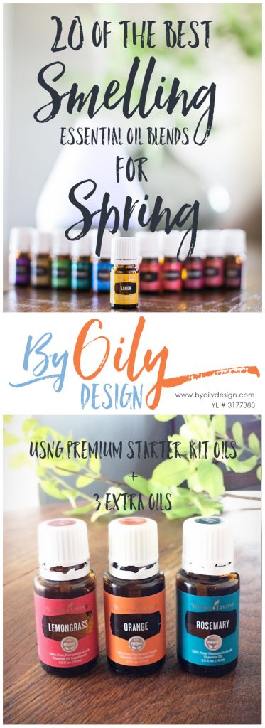 How to create 21 of the best smelling essential oil blends for spring for under $20. Made with only Premium Starter Kit oils, Lemongrass, Orange and Rosemary Vitality essential oils. Essential oils for spring YL #3177383