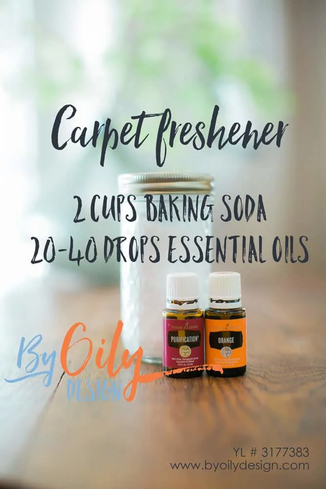 Neutralize house smells with this DIY carpet freshener using baking soda and essential oils. Create a simple non toxic carpet refresher using essential oils. House smells; pets; how to remove smells; carpet powder; homemade carpet deodorizer; how to make carpet refresher; upholstery deodorizer; baking soda; carpet deodorizer; DIY cleaning products; Thrifty cleaning products; saving money; Essential Oils; Young Living; Premium Starter Kit; Carpet freshener; byoilydesign; Cleaning with Essential Oils; Carpet Refresher YL #3177383