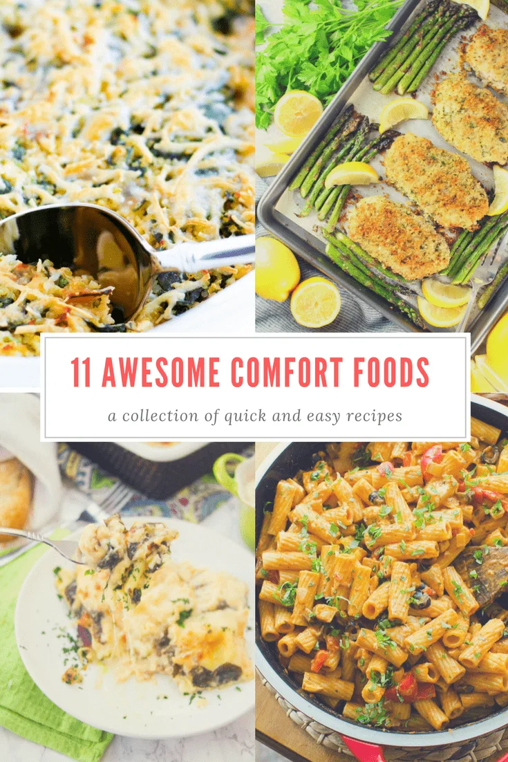 Quick and easy comfort food recipes. Cold weather dinners, soups, casseroles and pasta.