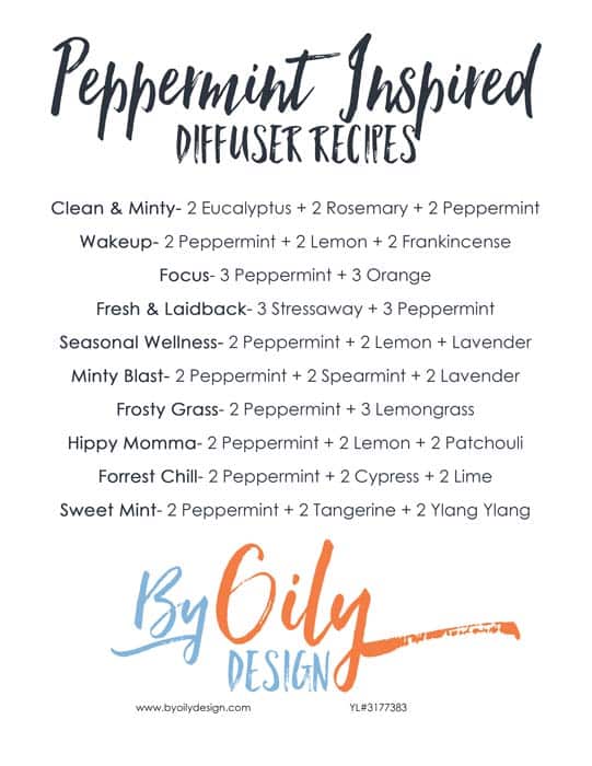 Diffusing Peppermint. 10 Peppermint diffuser blends you will love to try. Enjoy the benefits of Peppermint essential oil by diffusing these 10 amazing diffuser blends. byoilydesign.com YL member # 3177383