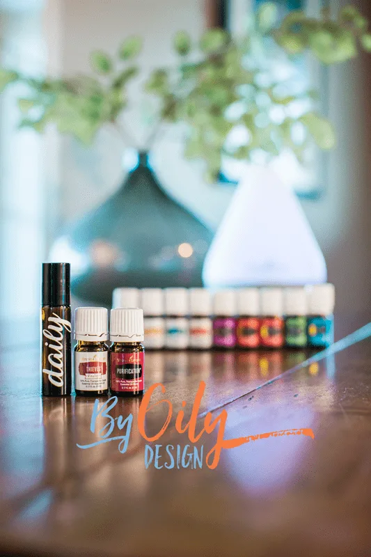 Essential oils with a daily roller bottle and diffuser