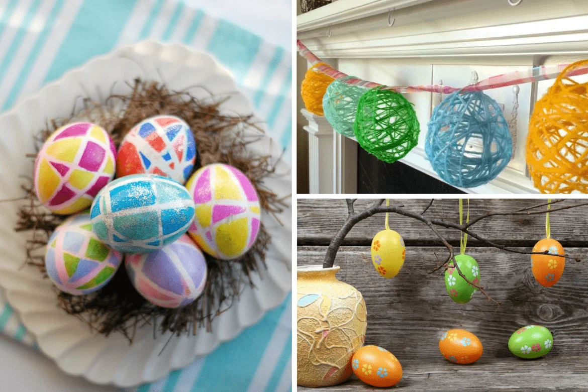 3 images of different Easter Egg crafts