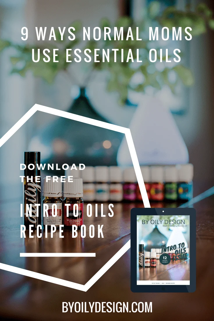 essential oil bottles and diffuser with image of the pdf download