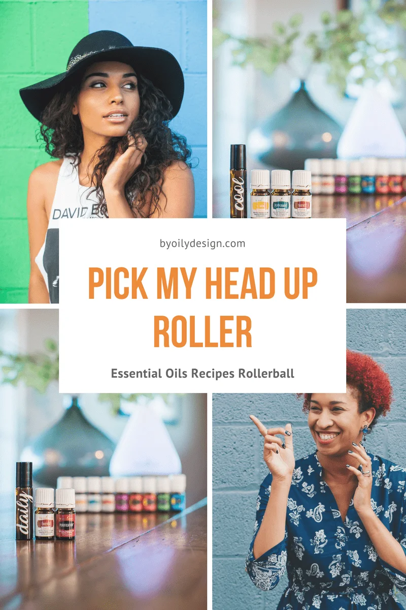 dark skin women and essential oil bottles and rollers