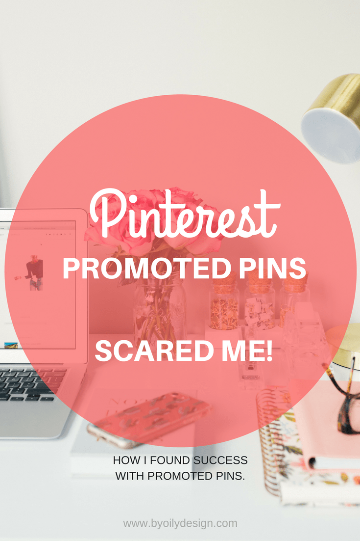desk with computer and iphone and text overlay for pinterest promoted pins