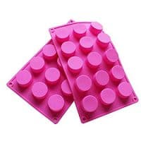 BAKER DEPOT 15 Holes Cylinder Silicone Mold For Handmade soap jelly Pudding Cake Baking Tools Biscuit Cookie Molds Hole Dia: 1.58inch Set of 2