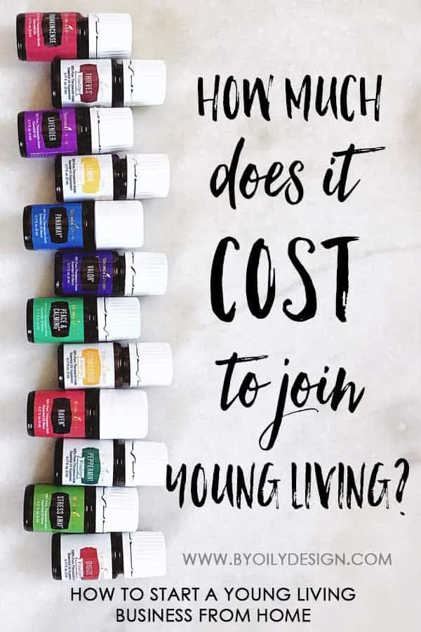 12 essential oil bottles from young living with a text overlay saying "how much does it cost to join young living?