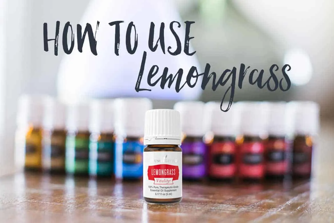 bottle of Lemongrass with other essential oils behind it.