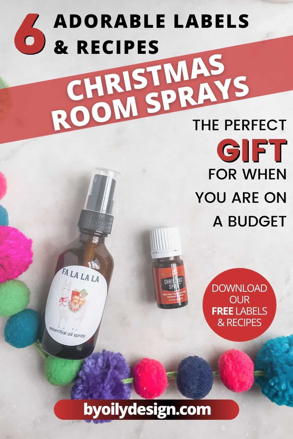 Llama Christmas room spray printables - By Oily Design