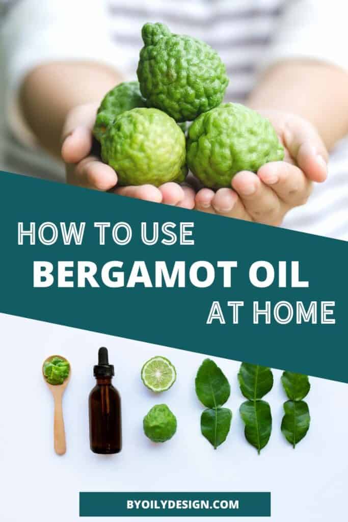 two images showing bergamot fruit and bergamot oil