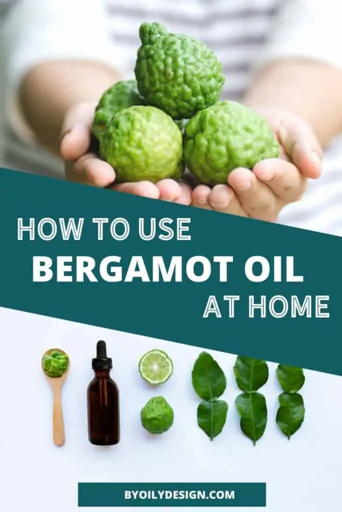 two images showing bergamot fruit and bergamot oil