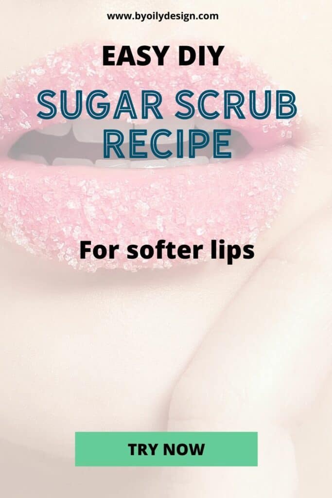 Labios femeninos con exfoliante de azúcar casero en la cara